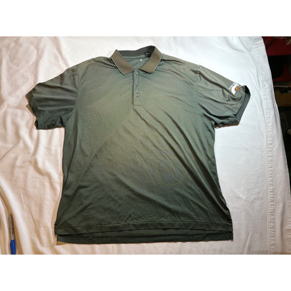 Gatorade Mens XL Olive Green Striped Performance Polo Shirt Short Sleeve Z-Line